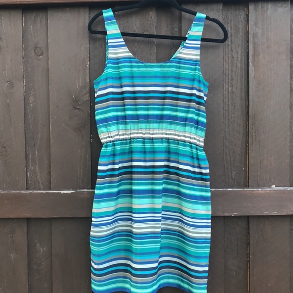 LOFT green and blue striped dress - Picture 7 of 7